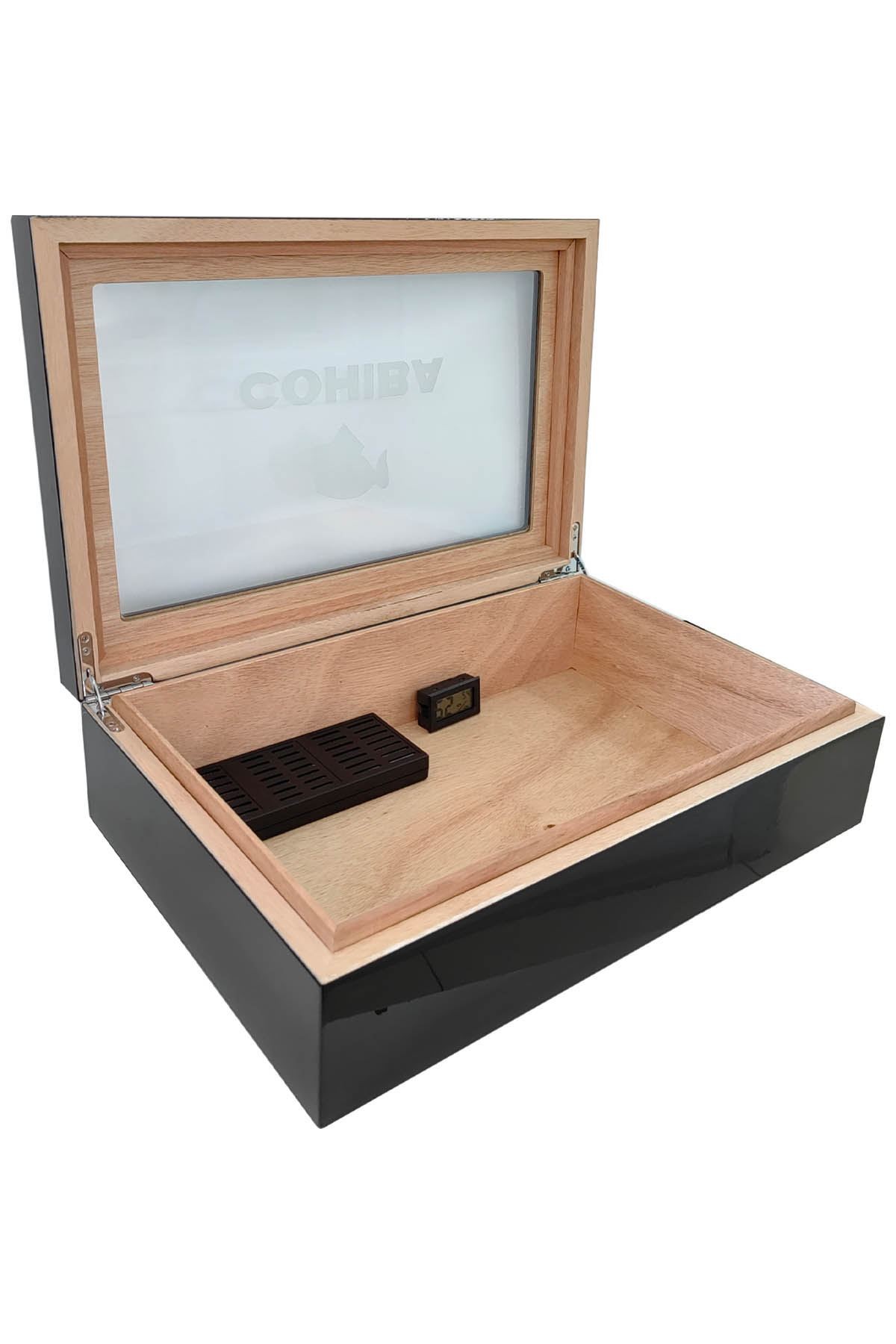 Cohiba Piyano Black Siyah Camlı Humidor Puro Kutusu rc39