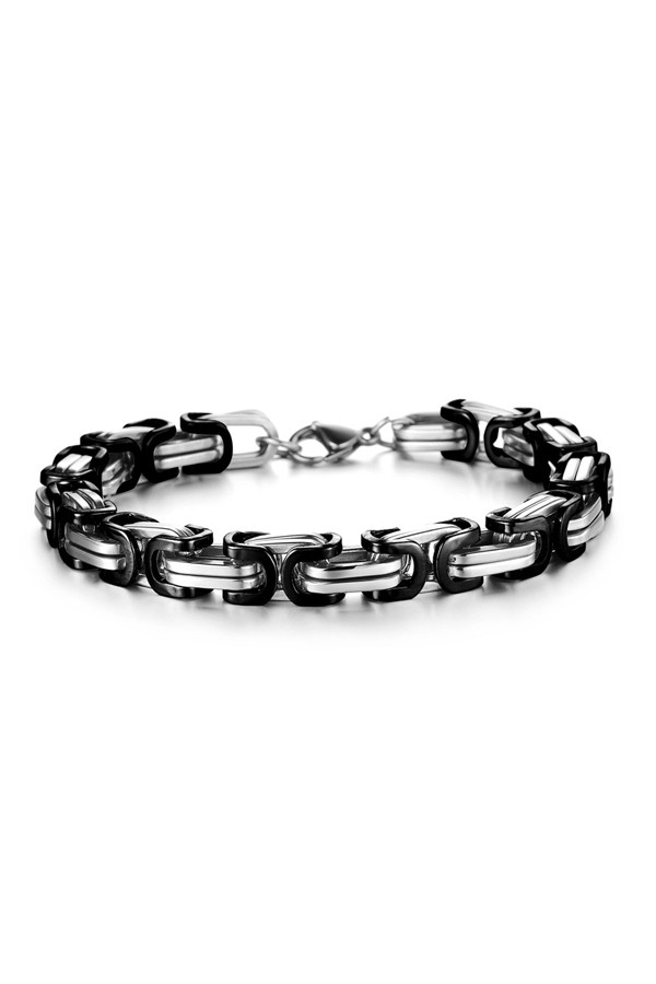 Chavin Kral Model 6 mm. Siyah Gri Çelik Erkek Bileklik az68sy