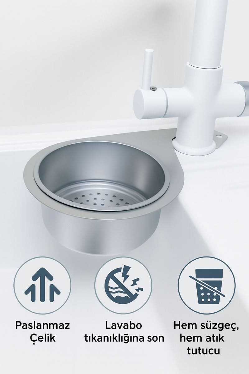 Çelik Kare Evyeler için Mutfak Lavabo Süzgeci Sebze Yıkama Lavabo Çöp Sepeti 