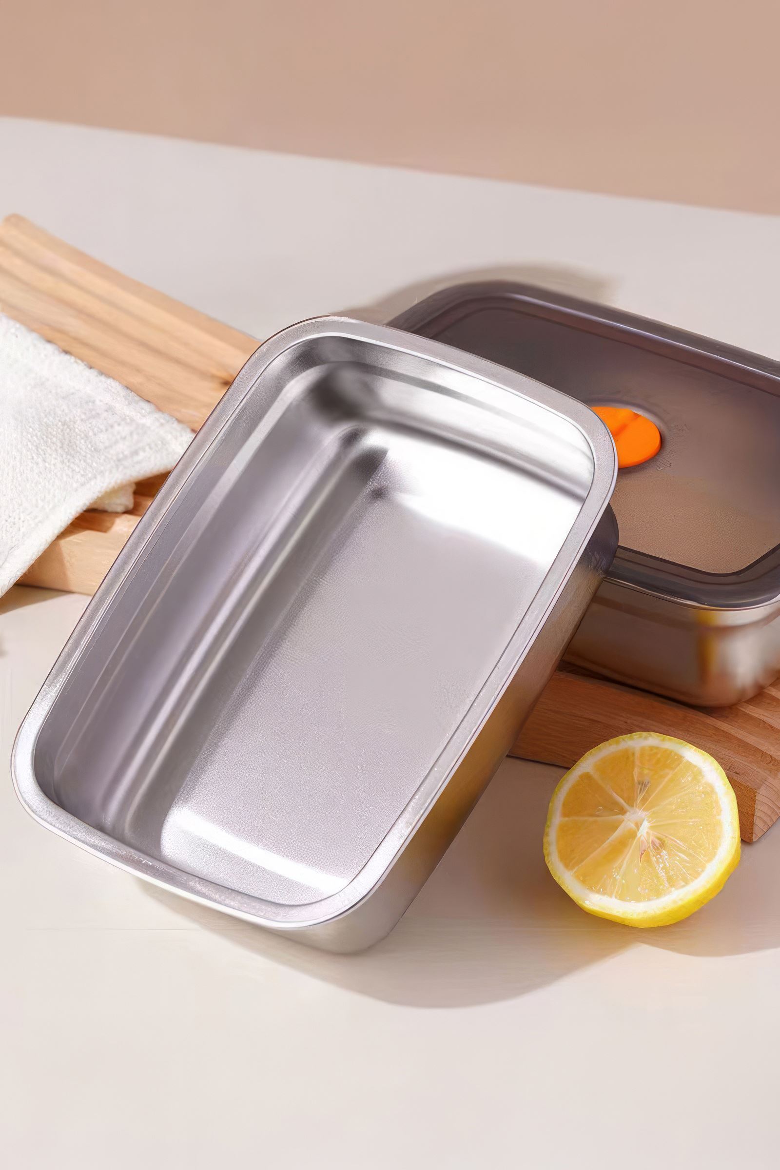 2 Adet Çelik 1200 ml Yemek Meyve Et Buzdolabı Beslenme Saklama Kabı mt219