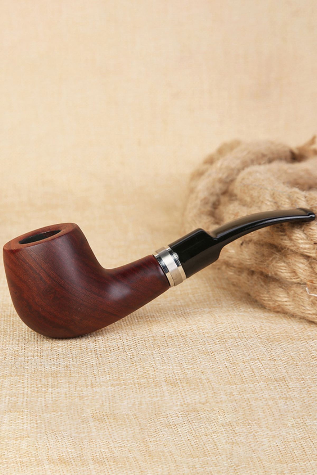 Falconetti 9 mm. Metal Bilezikli Ebony Ahşap Pipo py71