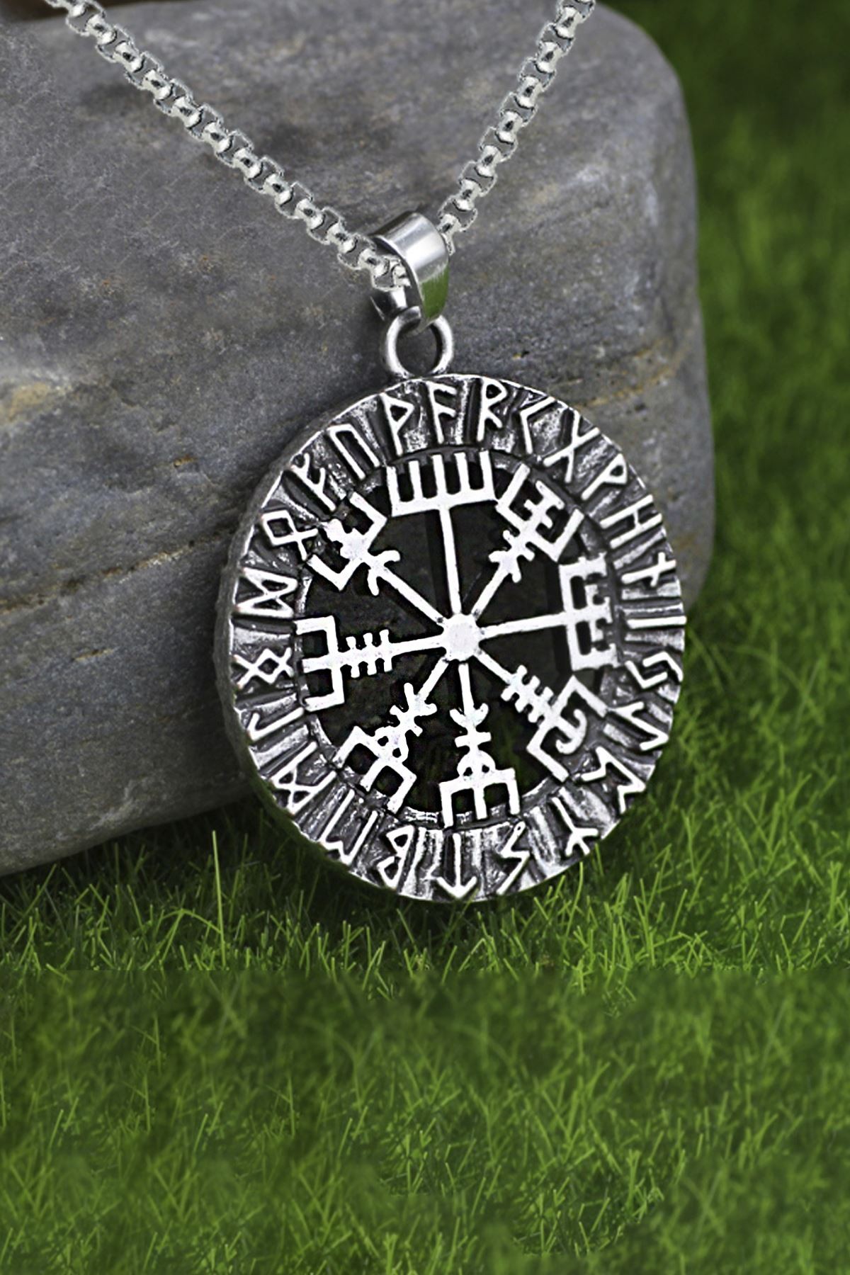 Chavin Viking Rune Viking Odin Sembol Çelik Kolye ds70