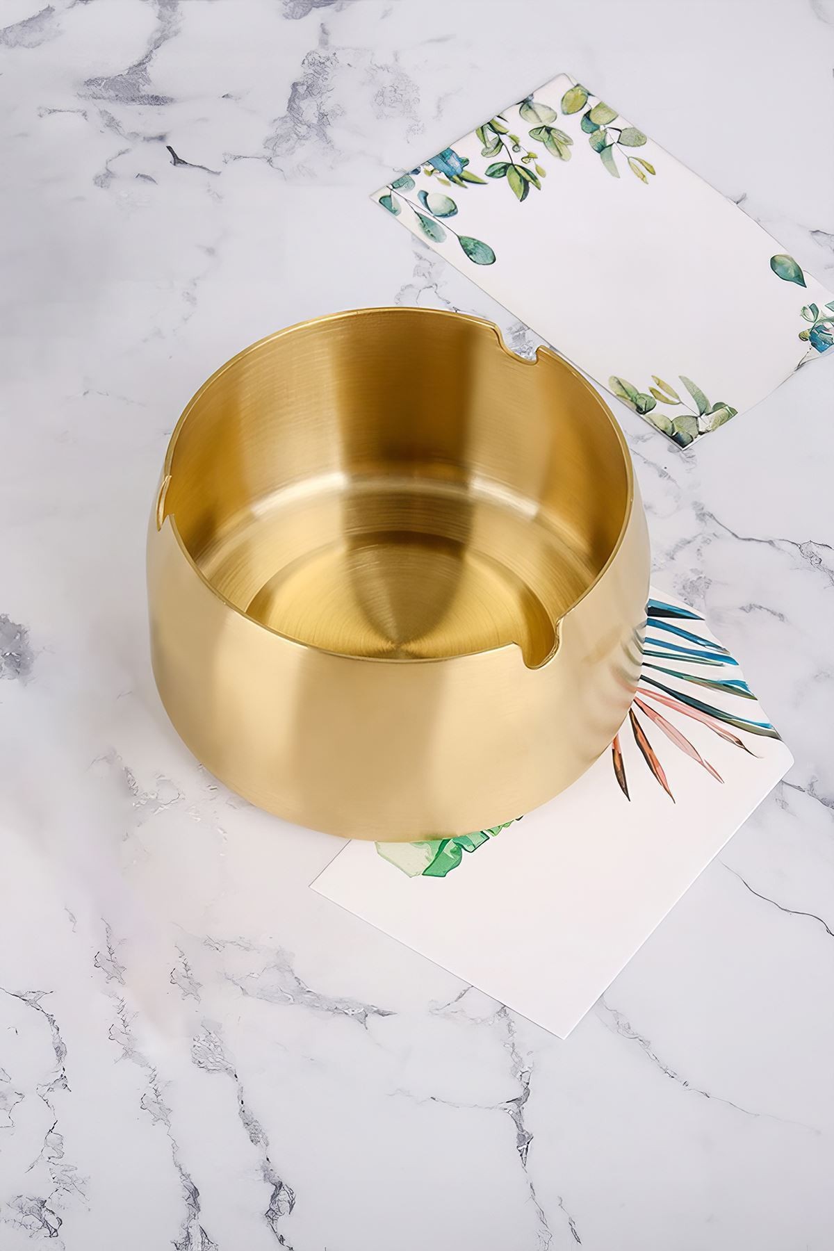 25 Adet Çelik Gold 8 cm Kafe Restaurant Lokanta Yuvarlak Kül Tablası Küllük 
