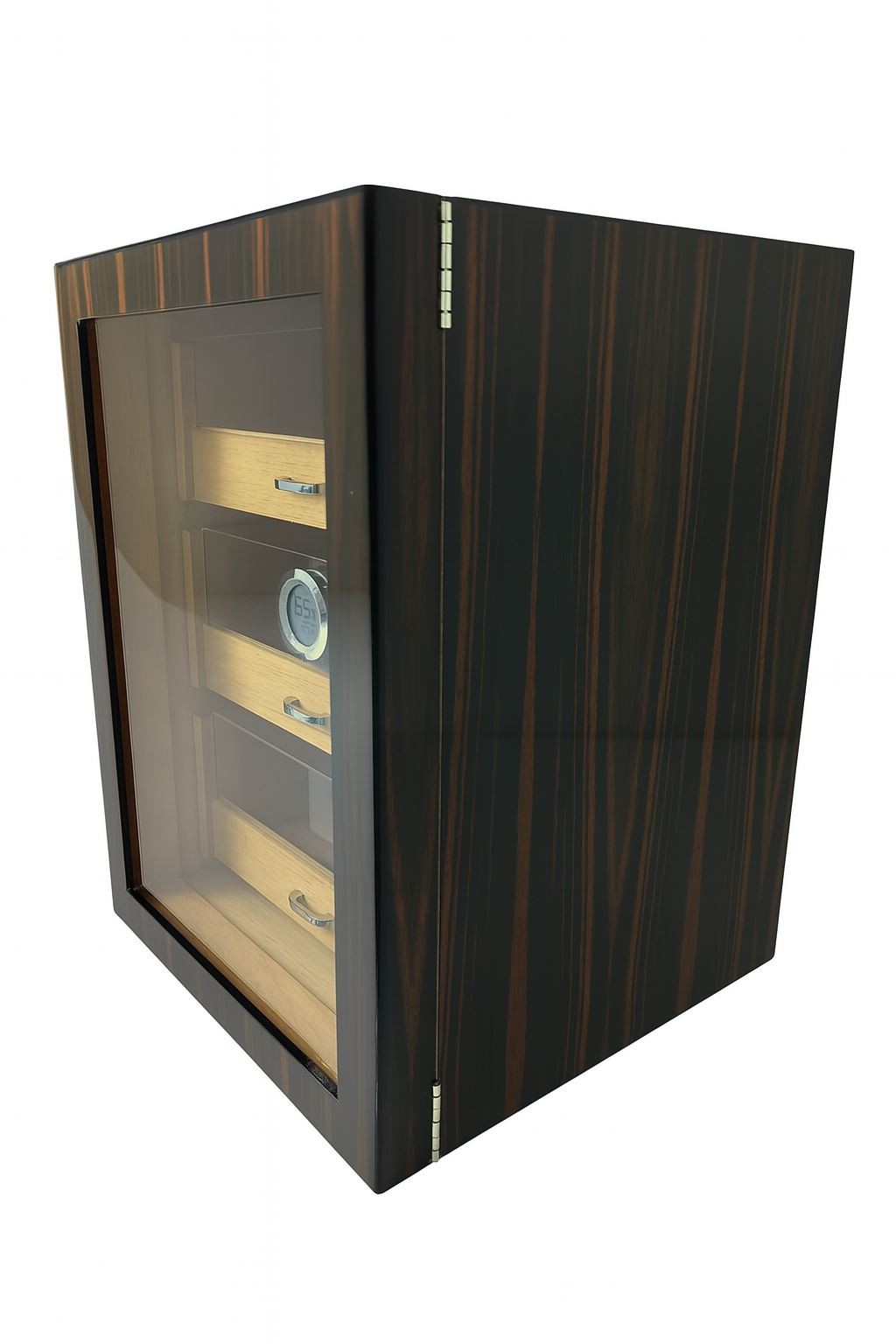 Falconetti Çekmeceli 3 Katlı Kahverengi Önü Camlı Sedir Humidor Puro Kutusu rc77