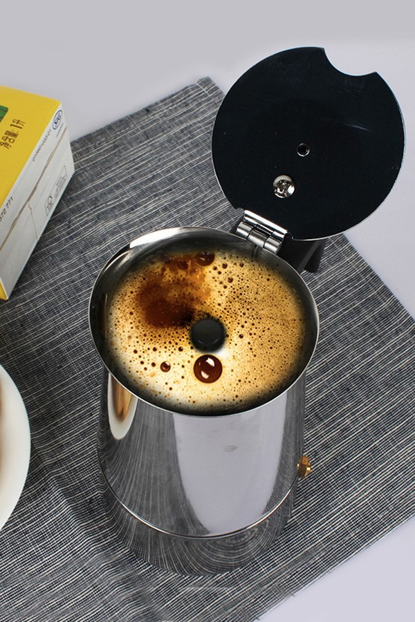 Paslanmaz Çelik Ocak Üstü 4 Cup Fincan Moka Pot Espresso cin285-4