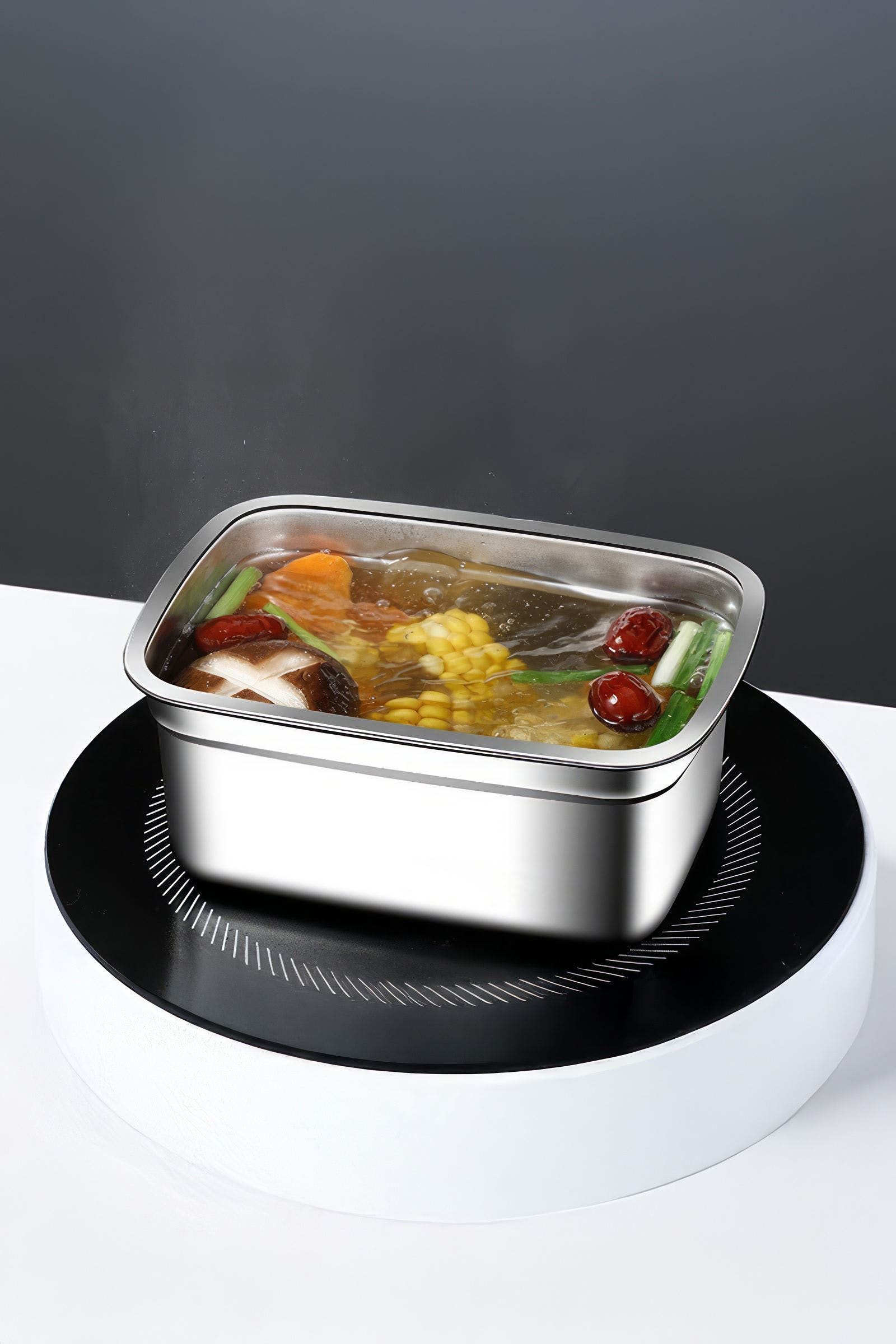 2 Adet Çelik 2200 ml Yemek Meyve Et Buzdolabı Beslenme Saklama Kabı mt221