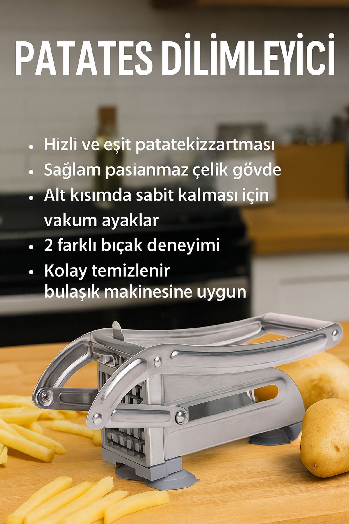 Çelik Sebze Patates Dilimleyici Vakum AyakKüp Rende Doğrayıcı Dicer Kesici mt213