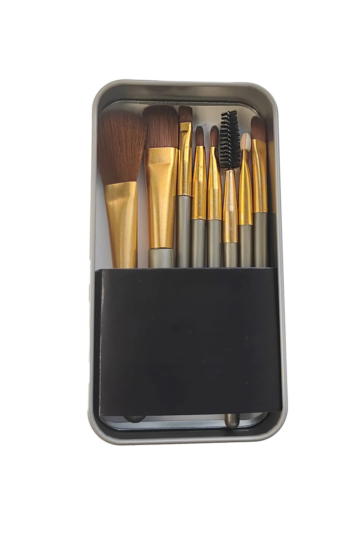 8 Parça Teneke Kutulu Makyaj Fırçası Seti Fondöten Far Eyeliner Fırça cin827khv