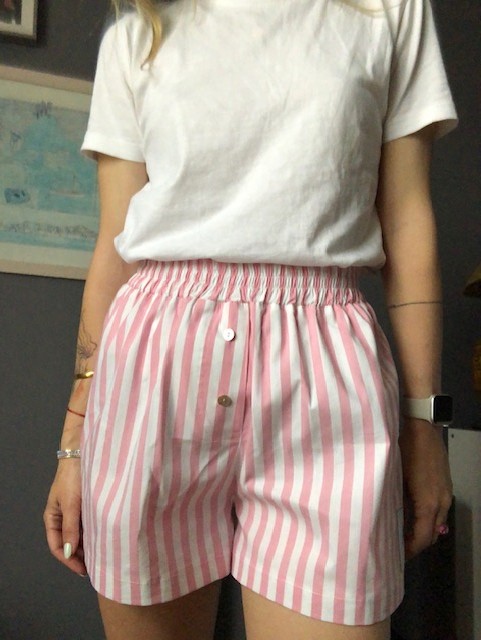 Stripe Relax Fit Short- Pink&White image