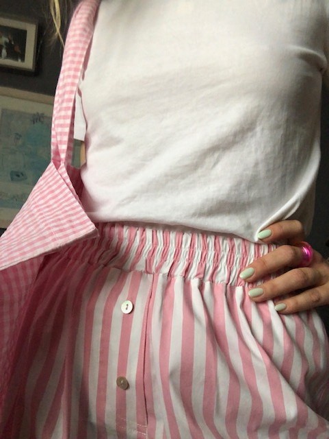 Stripe Relax Fit Short- Pink&White