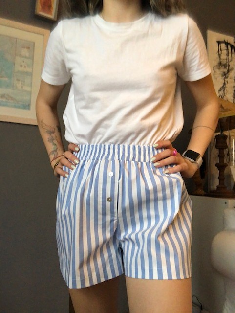 Stripe Relax Fit Short- Blue&White