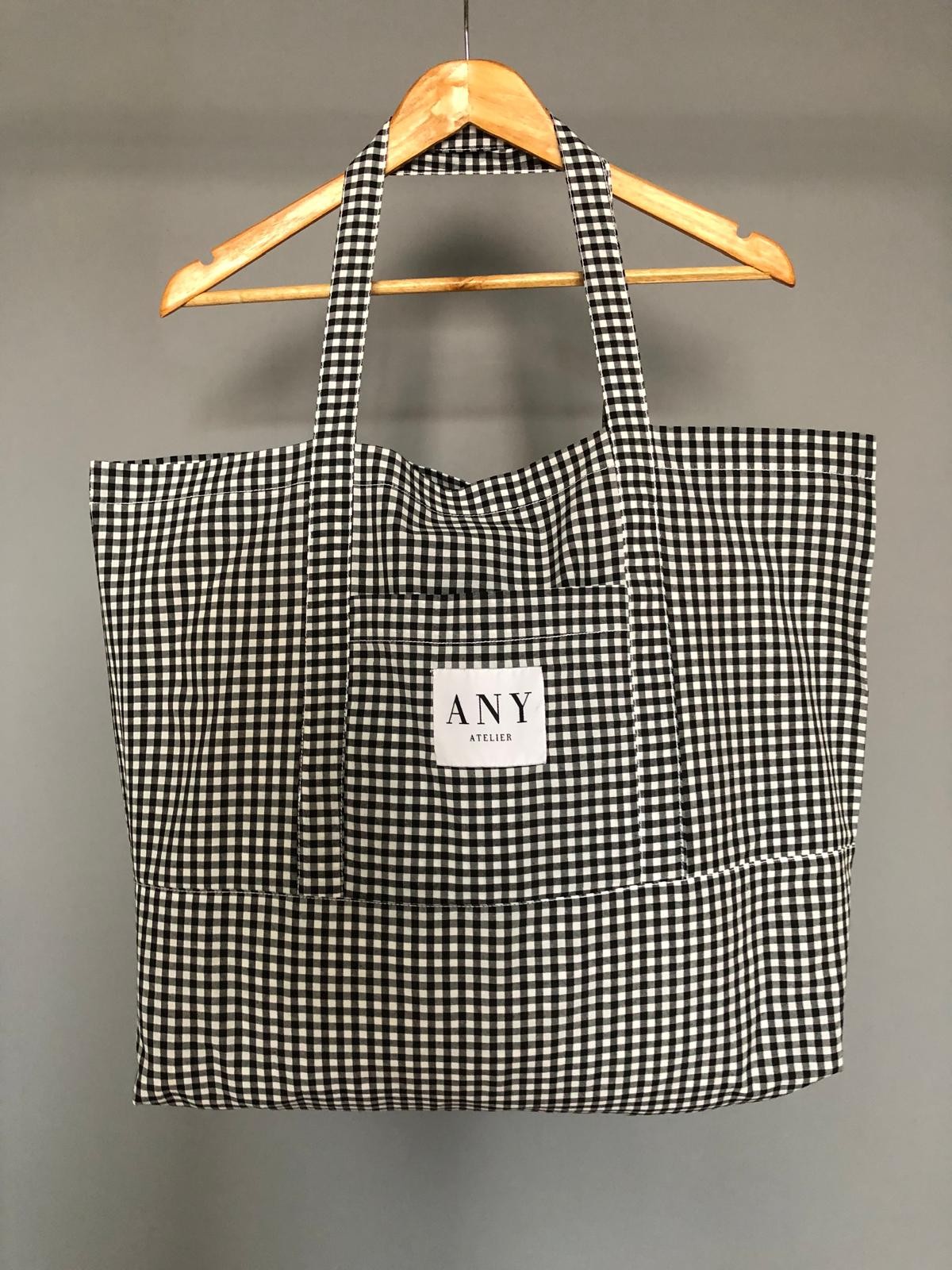 Black & White Checked Fabric Bag image