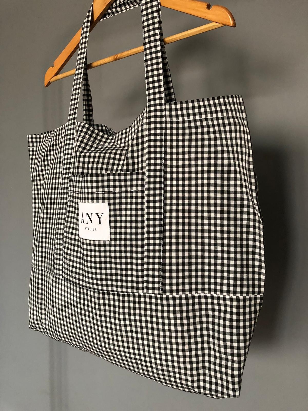 Black & White Checked Fabric Bag