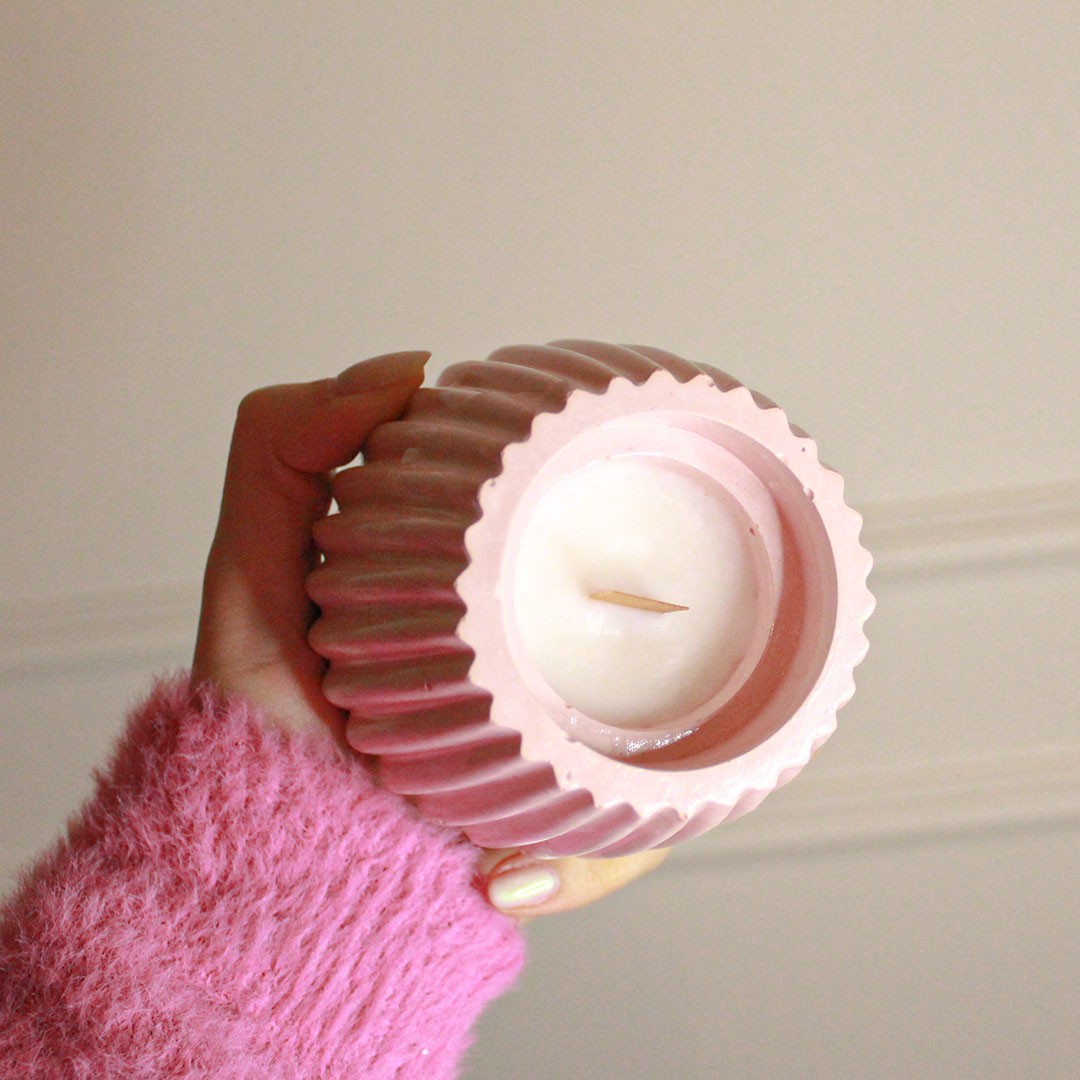 Striped Ahşap Fitilli Soya Mum