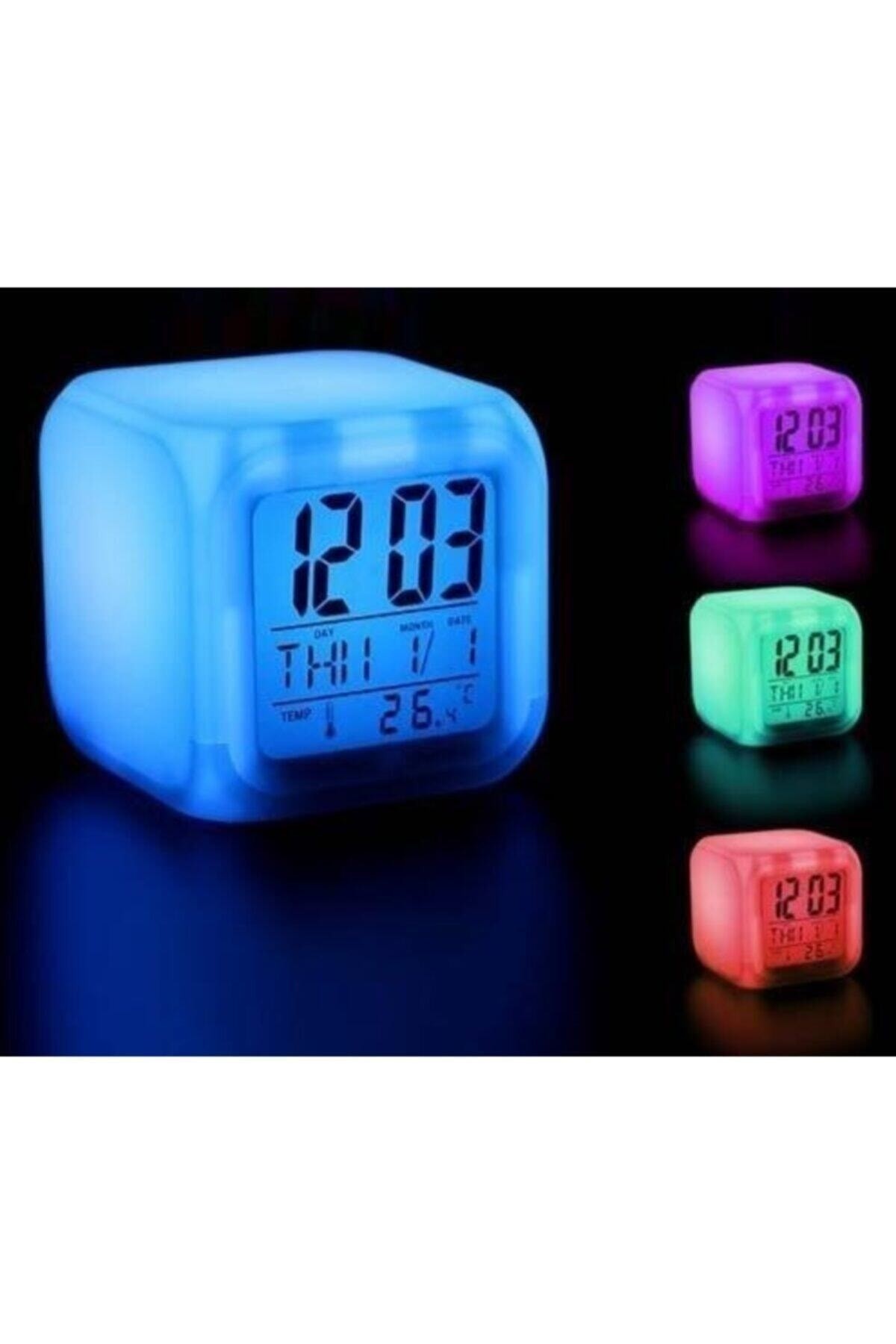 7 Renk Değiştiren Çocuk Odası Alarmlı Dijital Küp Çalar Saat