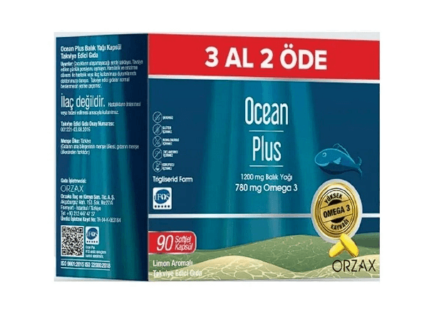 Ocean Plus 3 Al 2 Öde 1200 Mg Balık Yağı 90 Kapsül - Limon Aromalı