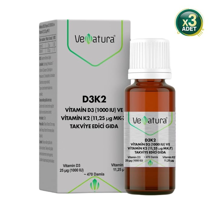 Venatura Vitamin D31000 Iu ve Vitamin K2 11,25 Ug Mk-7 3 Adet