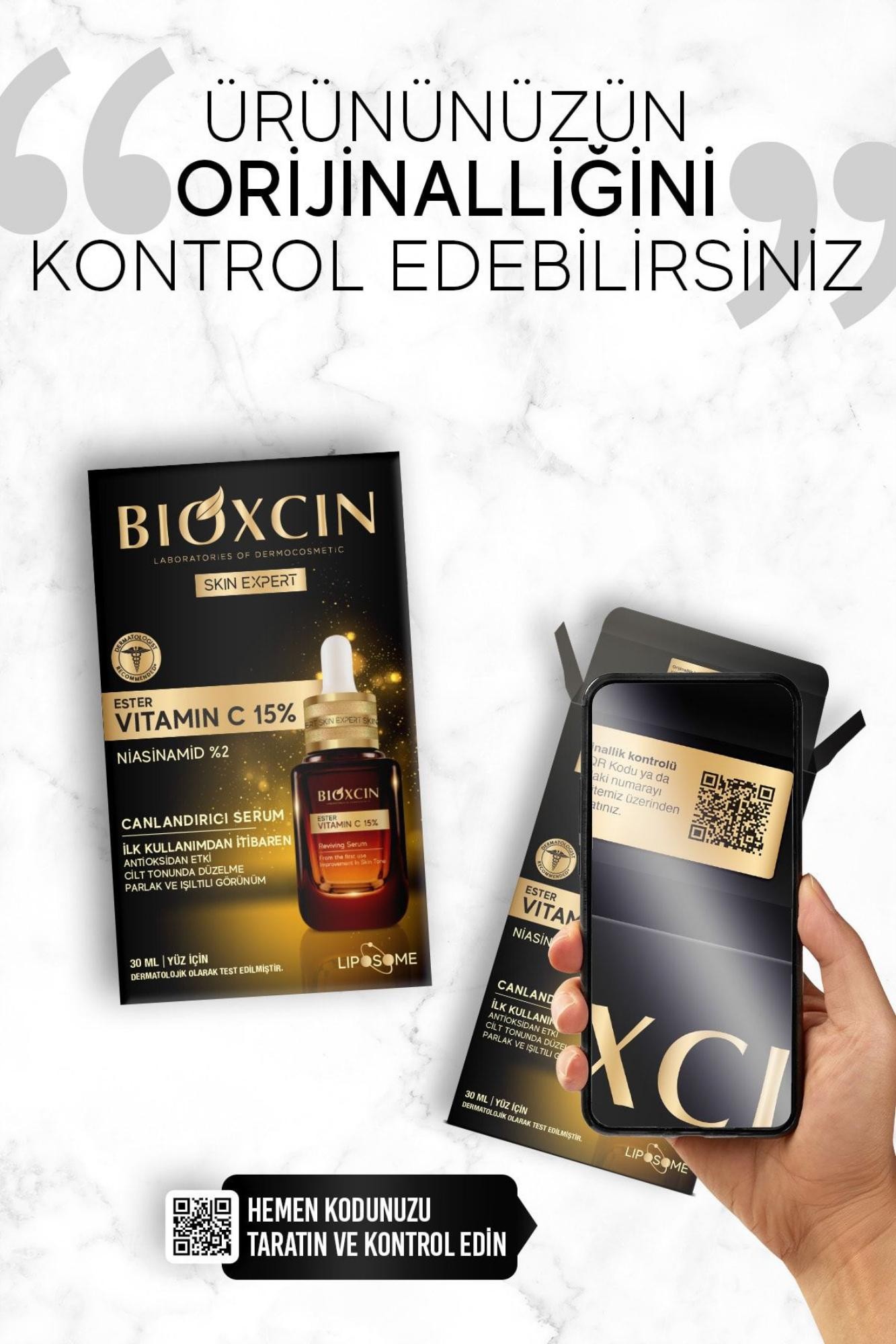 Bioxcin Ester C Vitamini Serum %15 & Niasinamid %2 - Aydınlatıcı Canlandırıcı Renk Tonu Eşitleyici Lipozomal