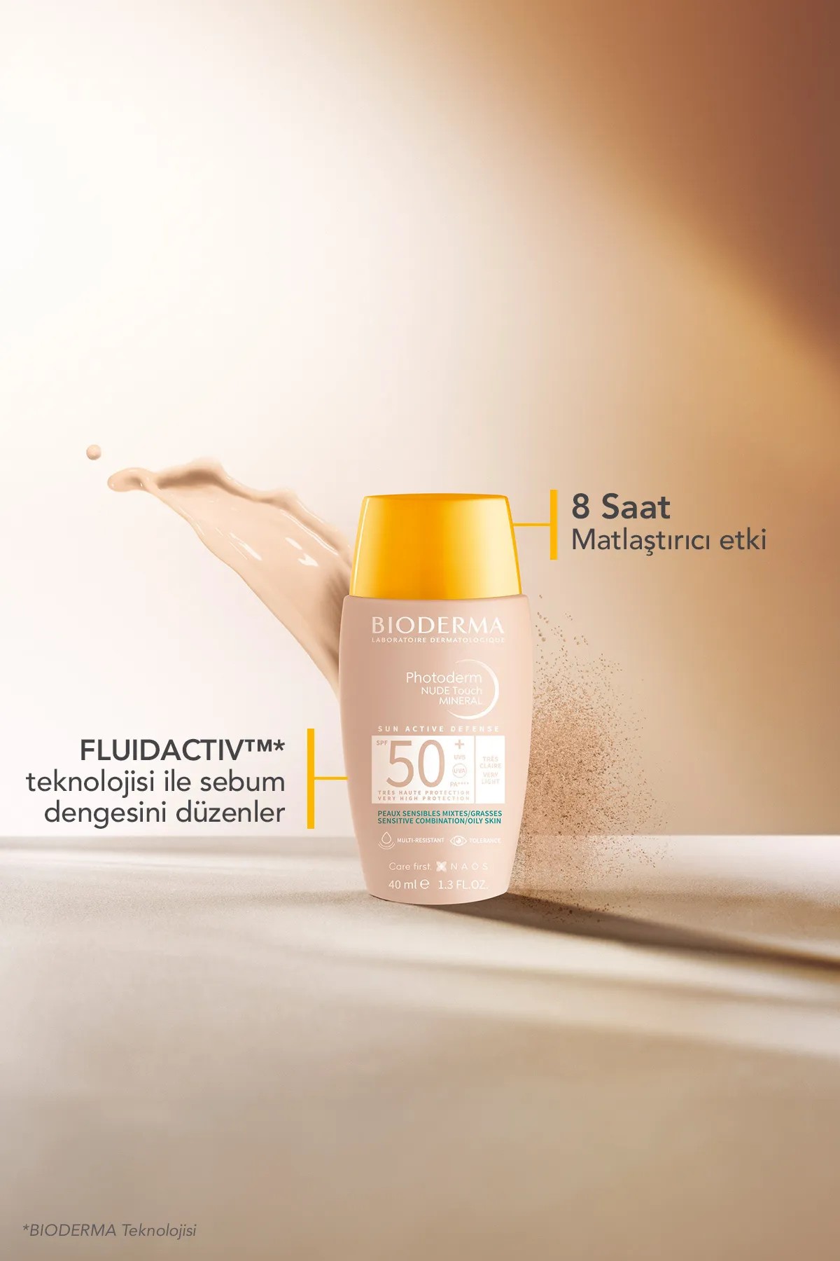 Bioderma Photoderm Nude Touch SPF50+ Very Light Karma Yağlı Ciltler Kapatıcı Etkili Renkli Güneş Kremi 40 ml