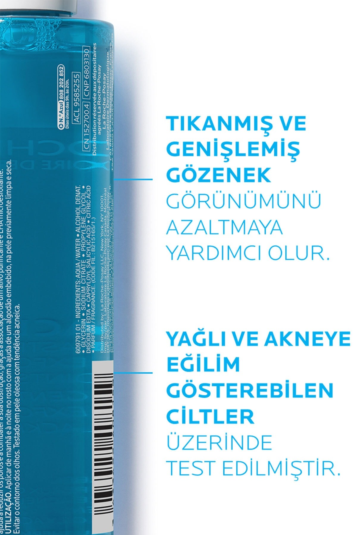 La Roche Posay Effaclar Mikro Soyucu Tonik Yağlı/Akneye Eğilim Gösteren Ciltler Ciltler Gözenek Sıkılaştırıcı 200ml