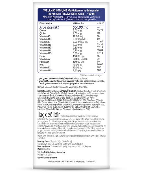 Vitabiotics Wellkid İmmune Liquid 150 ml