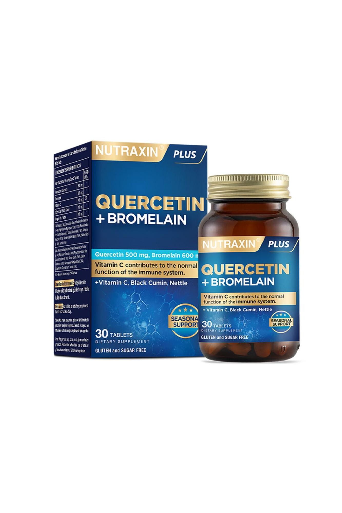 Nutraxin Quercetin + Bromelain 30 Tablet - Vitamin C Çörek Otu Isırgan Otu