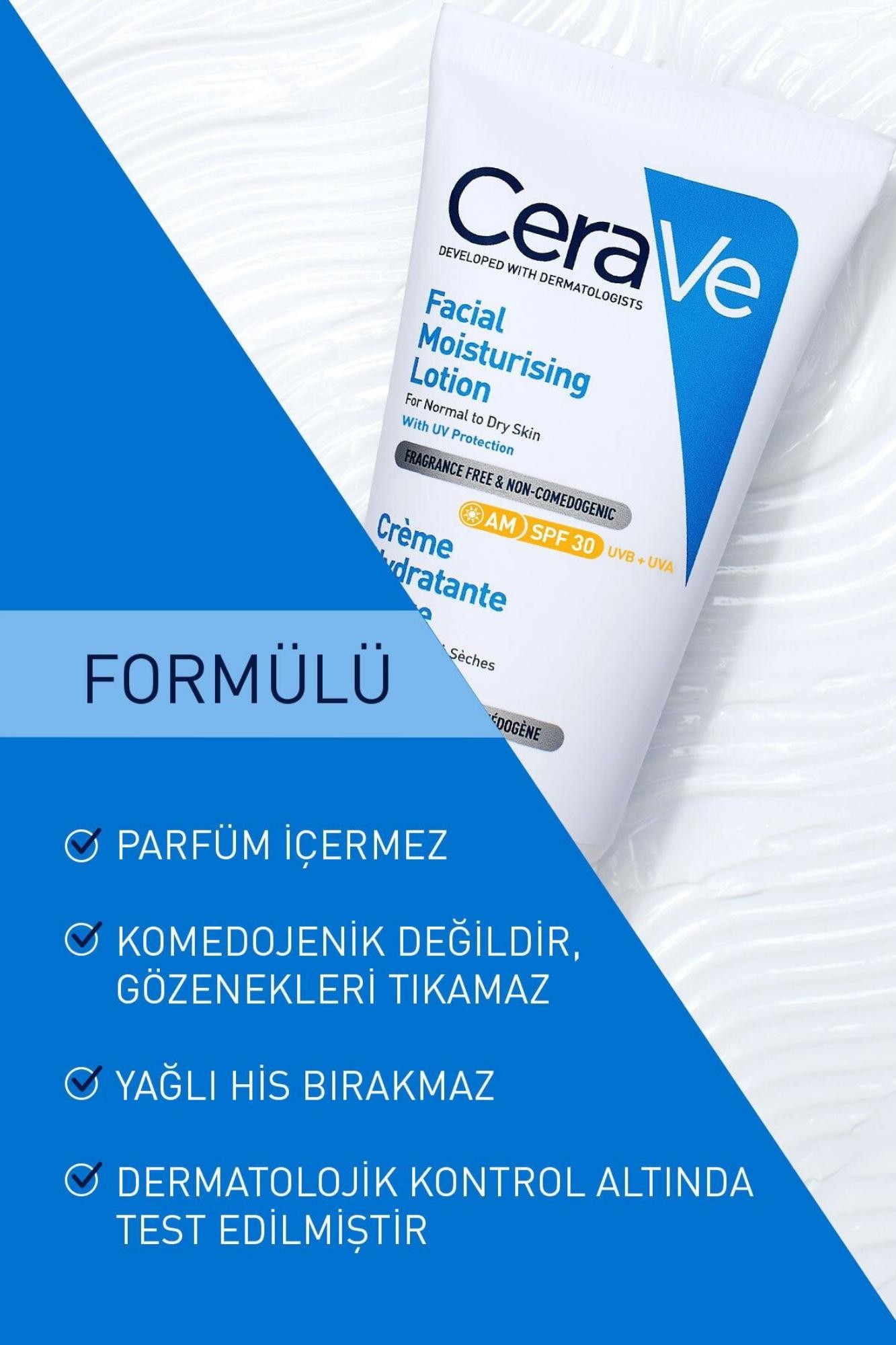 CeraVe Normal Ve Kuruya Dönük Ciltler Için Spf30 Güneş Korumalı Yüz Kremi 52ml