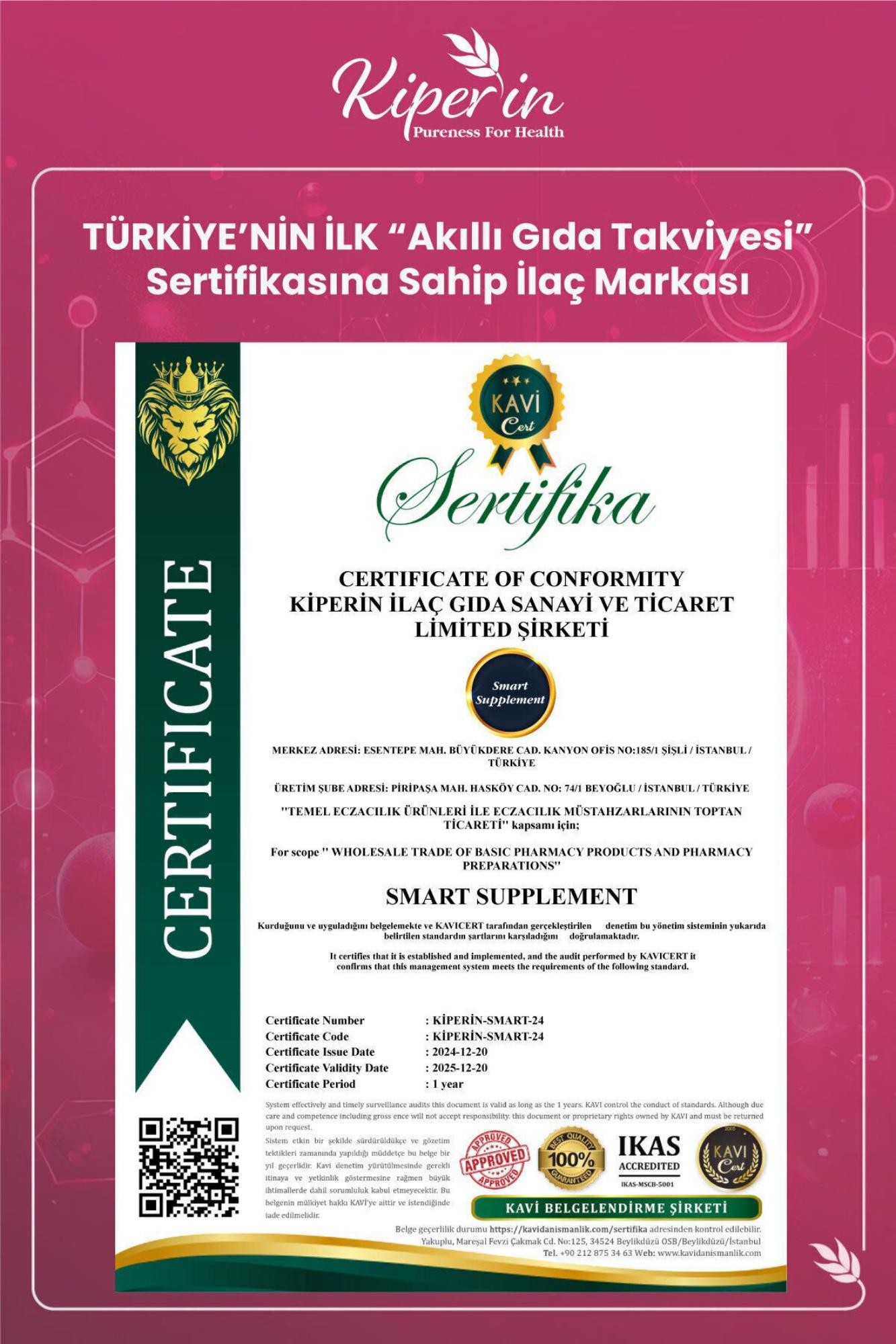 Kiperin Cranberry D-Mannoz 60 Kapsül