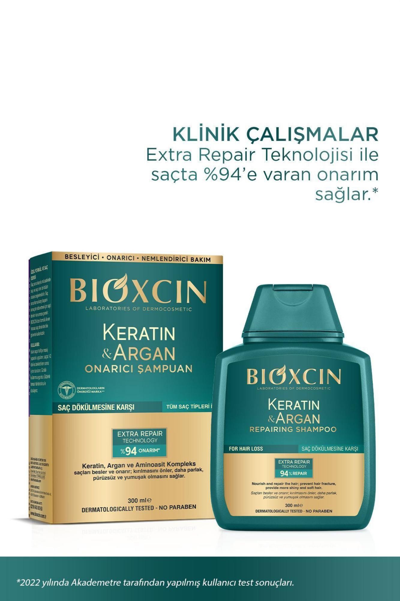 Bioxcin Keratin & Argan Onarıcı Şampuan 300 Ml - Yıpranmış Ve Hasar Görmüş Saçlar 2 Li Avantaj Set