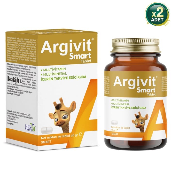 Argivit Smart Tablet 30 Tablet - Fosfatidilserin, Kolin, L-arginin, Multivitamin Ve Multimineral 2 Adet