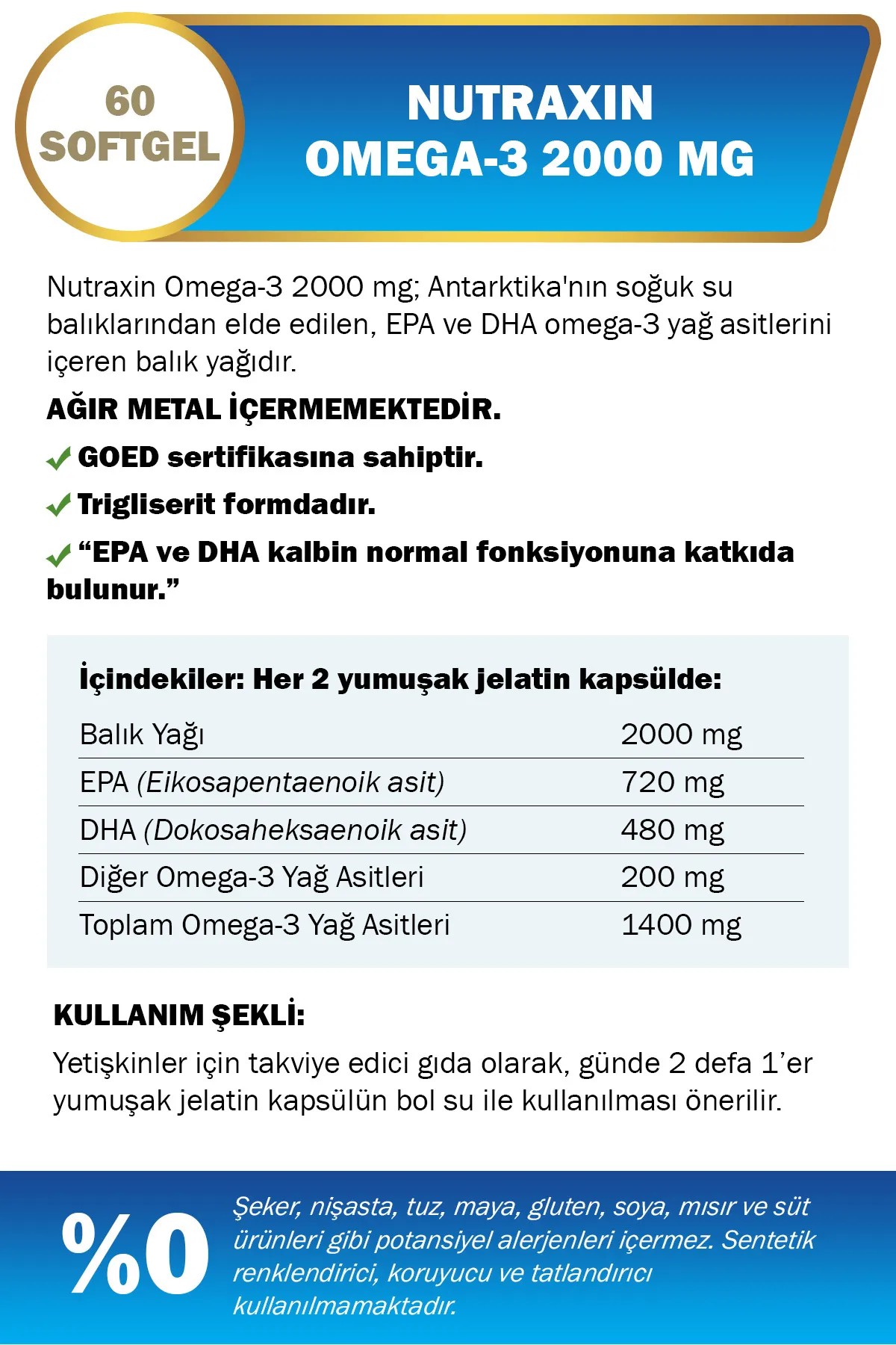 Nutraxin Omega 3 2000 Mg 60 Tablet