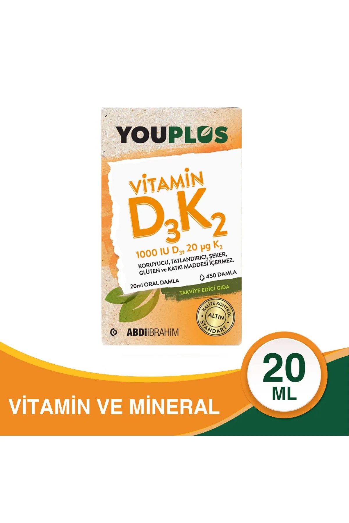 Youplus Vitamin D3K2 İçeren Takviye Edici Gıda 20 ml