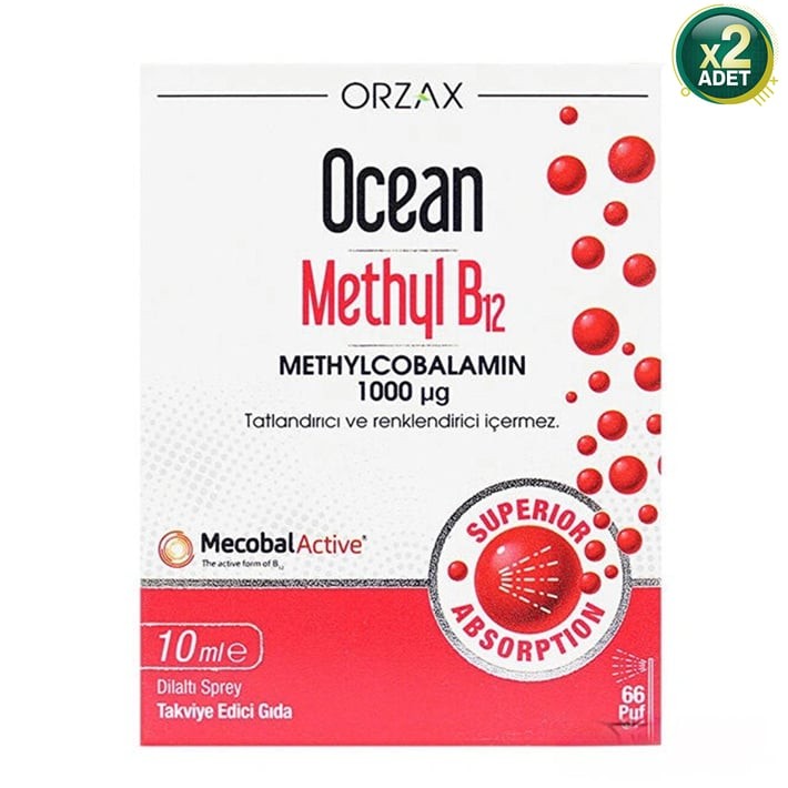 Ocean Methyl Cobalamin B12 Sprey 10 ml 2 Adet