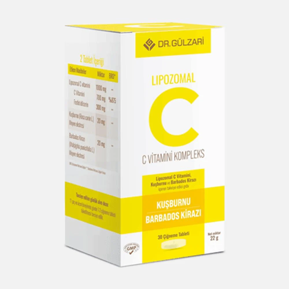Dr.Gülzari Lipozomal C Vitamini Kompleks 30 Çiğneme Tableti