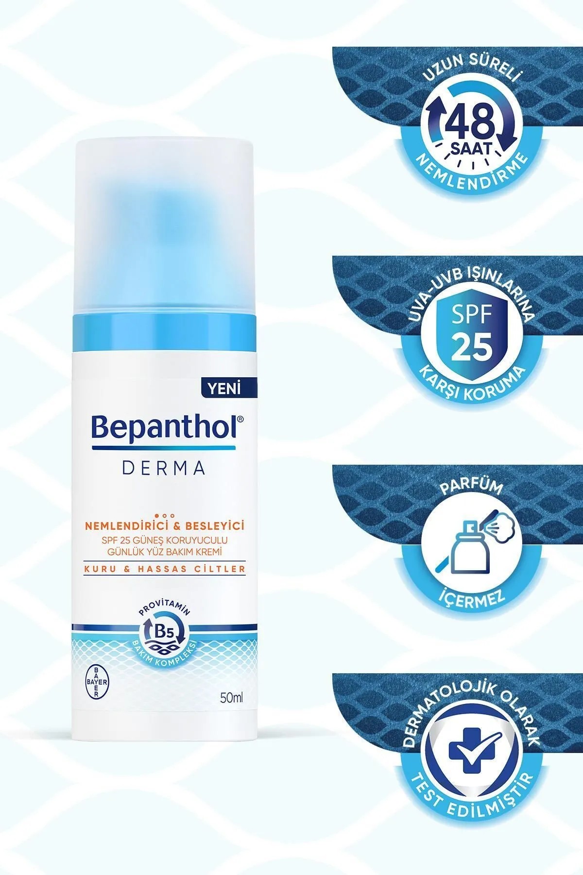 Bepanthol Derma Nemlendirici Ve Besleyici Spf 25 Yüz Bakım Kremi 50 Ml