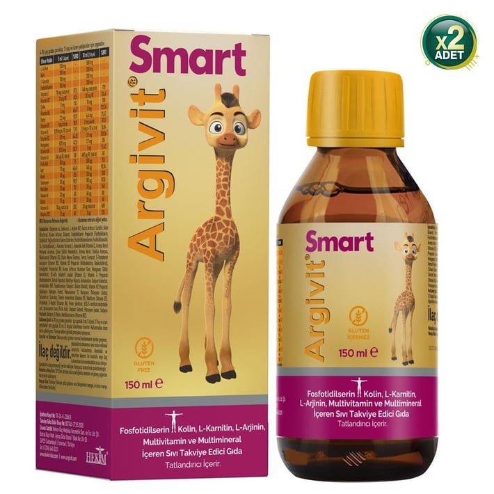Argivit Smart Fosfatidilserin, Kolin, Multivitamin Ve Multimineral Şurup 150 ml - Portakal Vanilya Aromalı 2 Adet