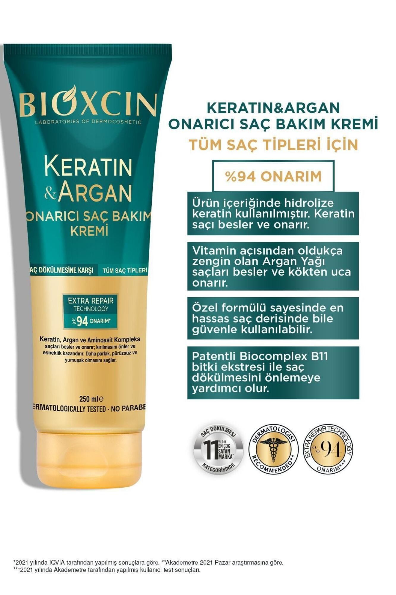 Bioxcin Keratin Argan Onarıcı Saç Bakım Kremi 250 Ml Yıpranmış Ve Hasar Görmüş Saçlar