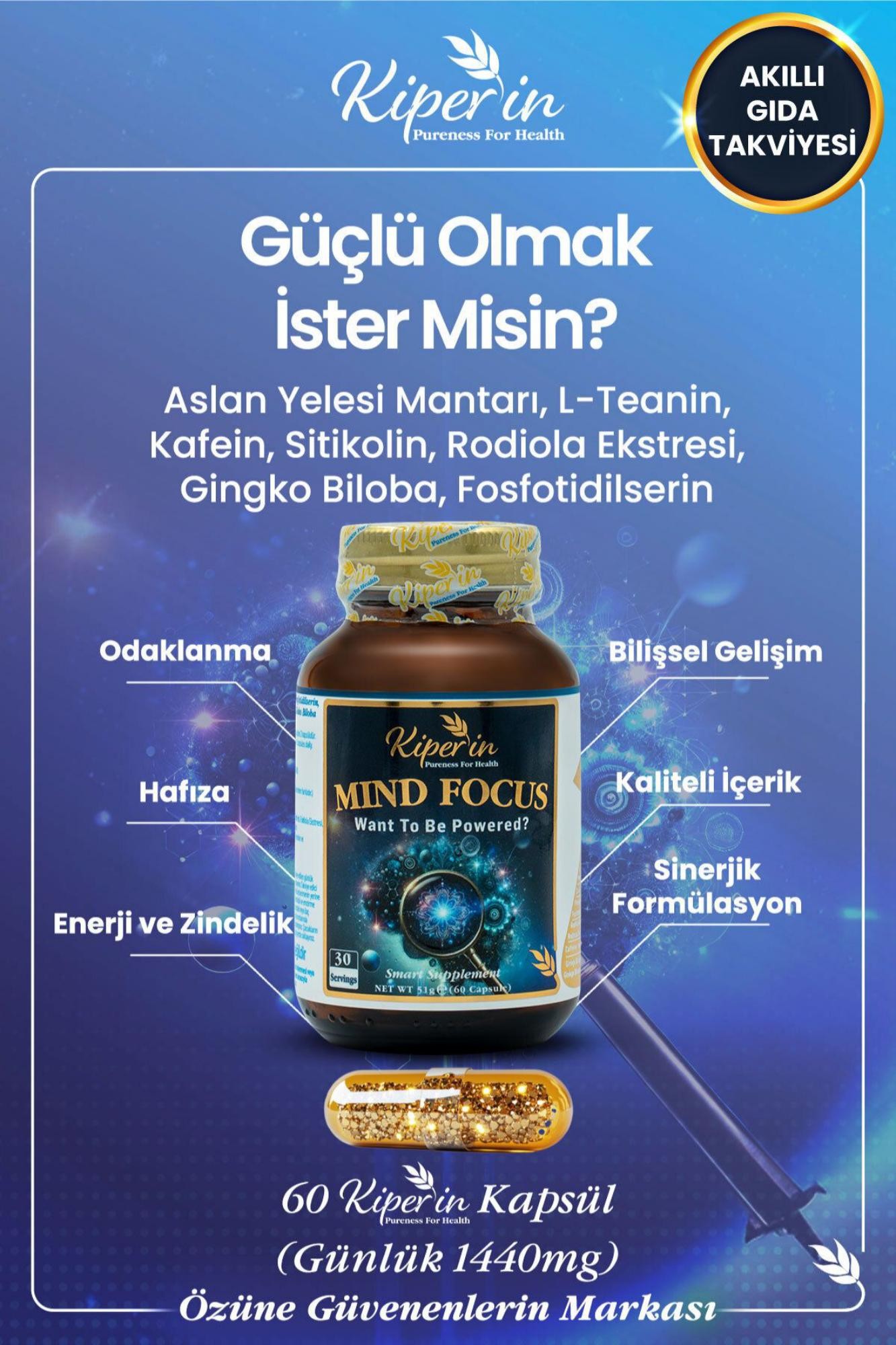 Kiperin Mind Focus 60 Kapsül