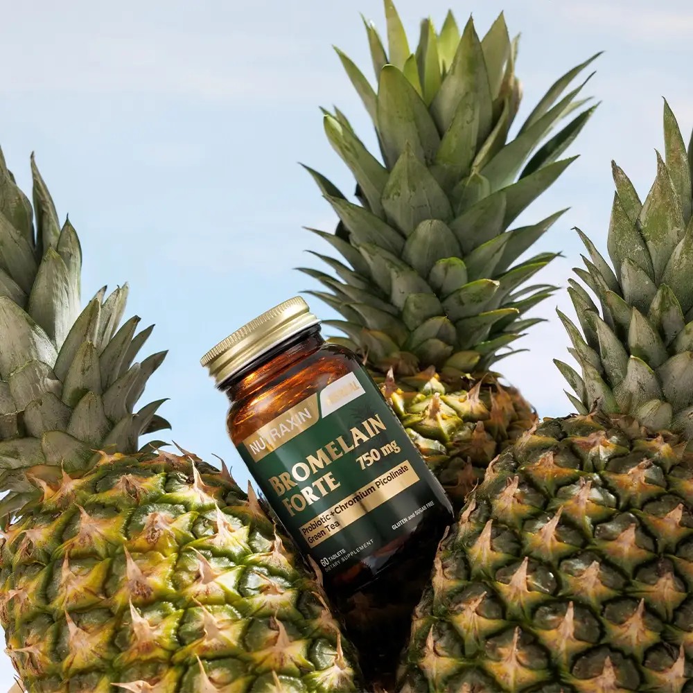 Nutraxin Bromelain Forte Bromelain Krom Probiyotik 750 Mg 60 Tablet