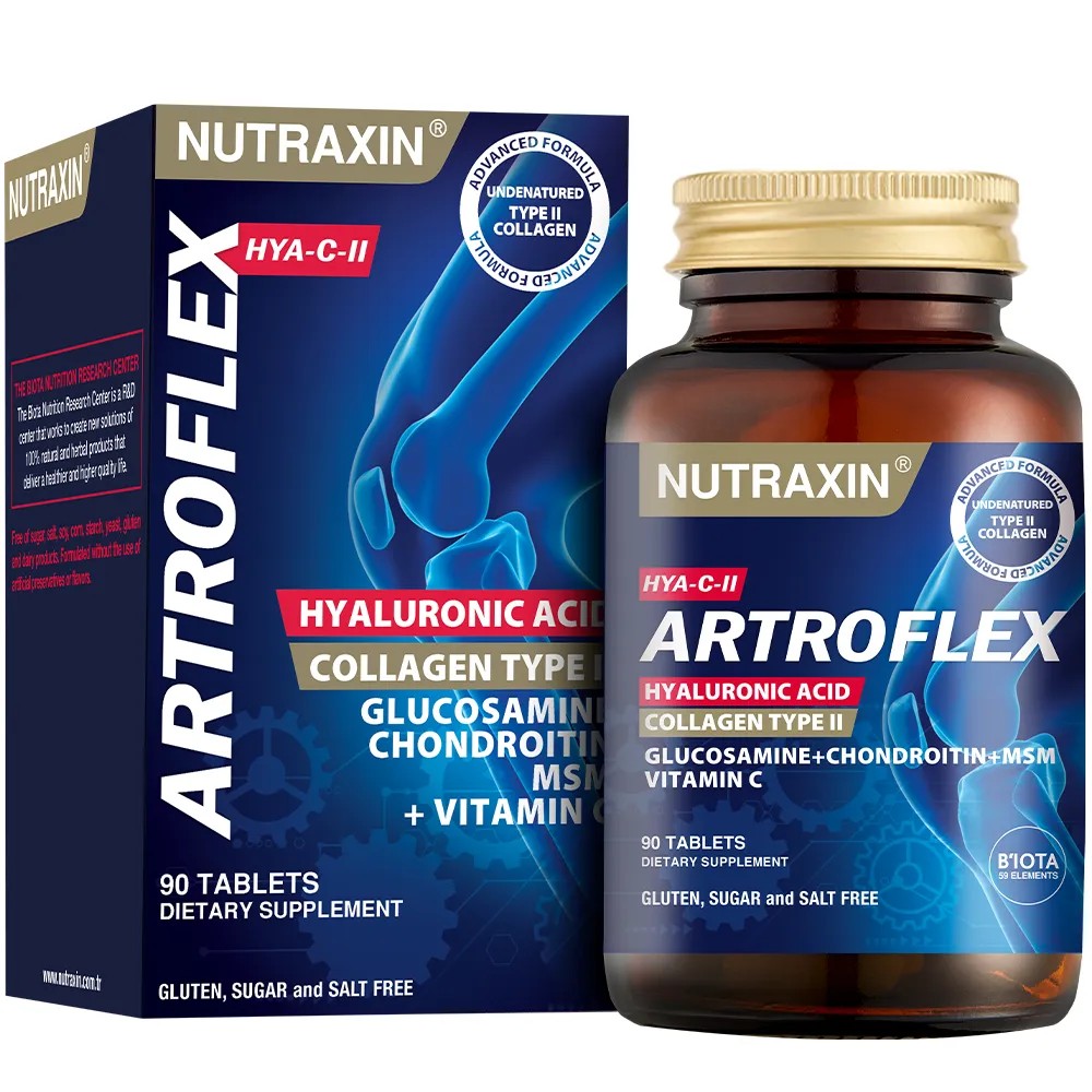 Nutraxin Artroflex Hya C-II 90 Tablet - Glukozamin Kondroitin MSM Tip 2 Kolajen Hyalüronik Asit Vitamin C