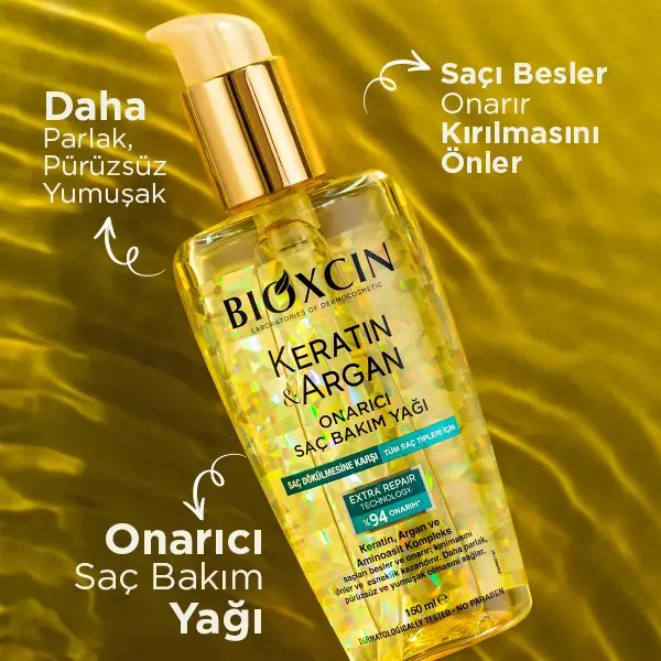 Bioxcin Keratin & Argan Onarıcı Saç Bakım Yağı 150 Ml - Yıpranmış Ve Hasar Görmüş Saçlar