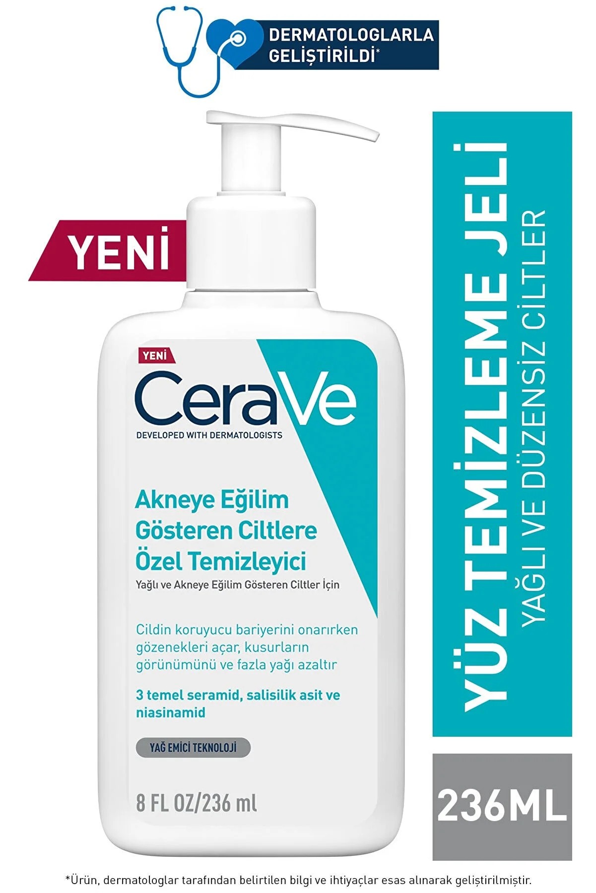 CeraVe Yağlı Ve Düzensiz Cilter Için Yüz Temizleme Jeli 236 Ml