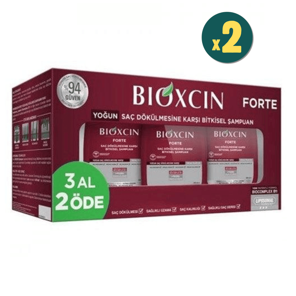 Bioxcin Forte Şampuan Tüm Saç Tipleri Için 3x300ml Yoğun Saç Dökülmesi Şampuanı 2 Adet