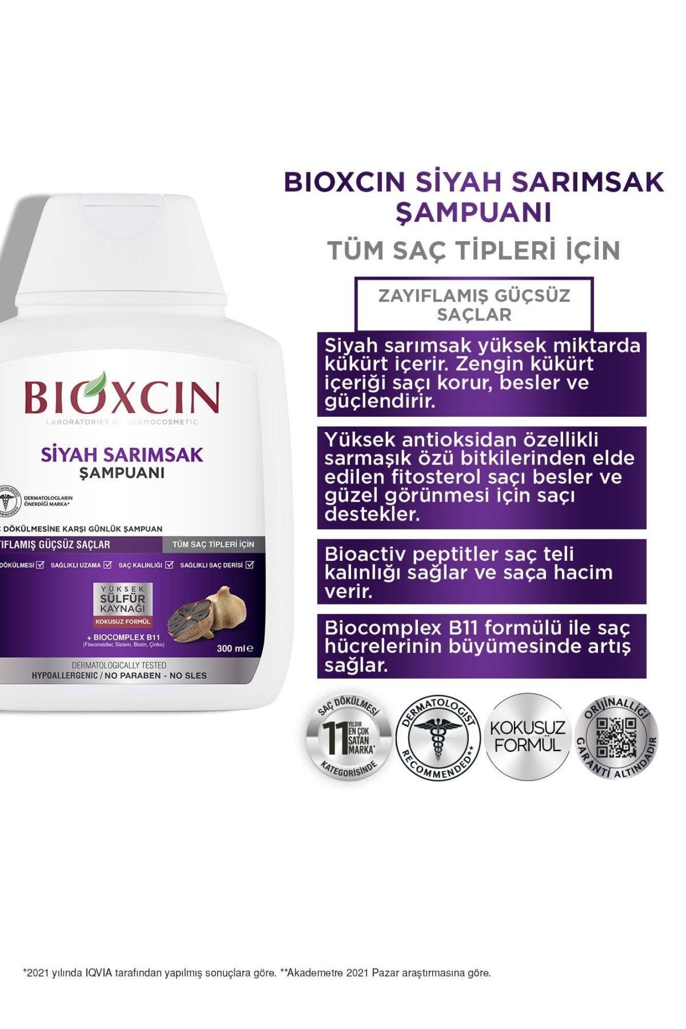 Bioxcin Siyah Sarımsak Şampuan 3x300 Ml - Saç Dökülmesi Şampuanı