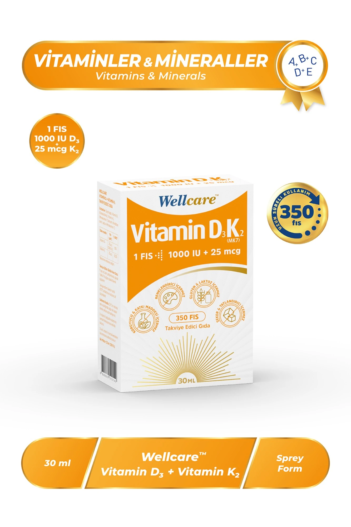 Wellcare Vitamin D3 + K2 30 ml 