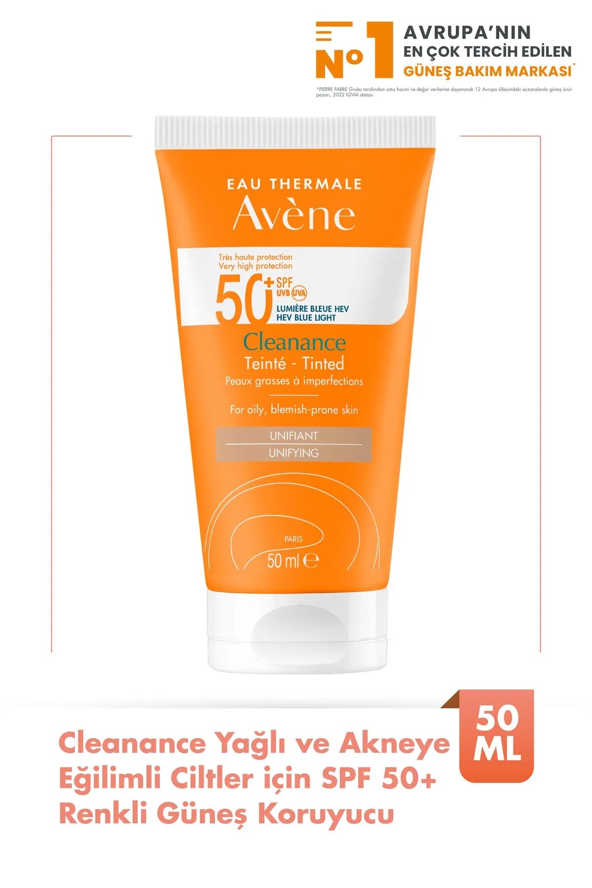 Avene Cleanance SPF50+ Renkli Güneş Kremi 50 ml