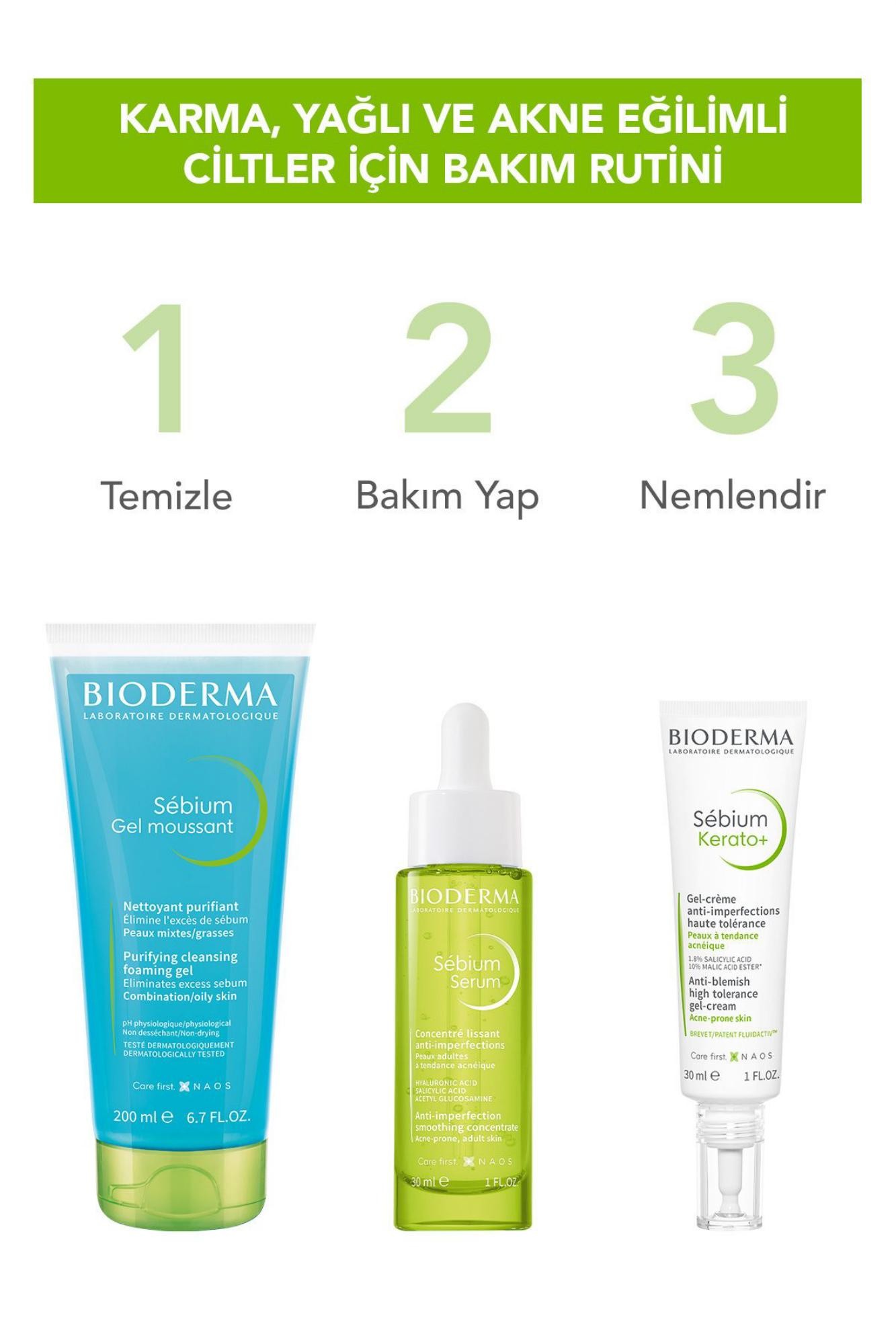 Bioderma Karma ve Yağlı Ciltler için Akne Karşıtı Bakım Kiti