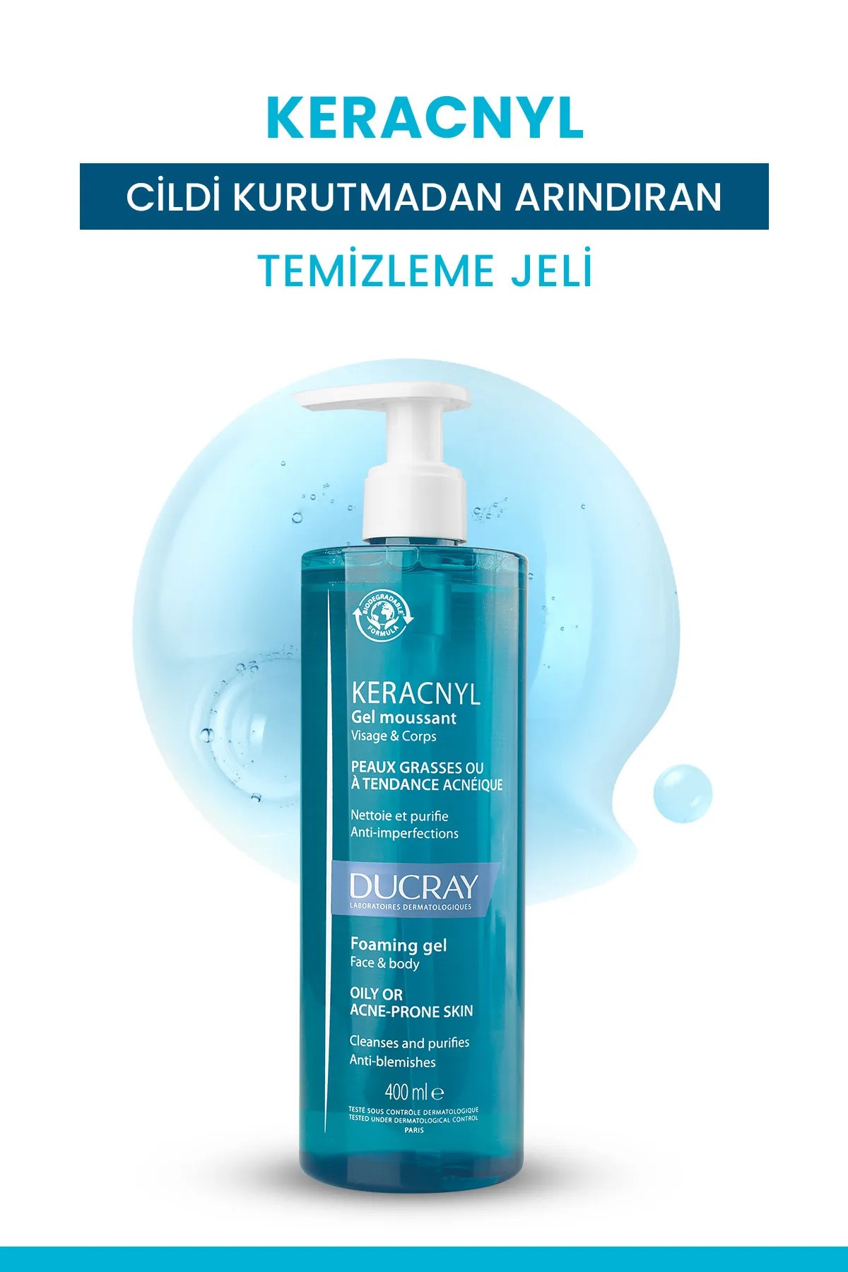 Ducray Keracnyl Foaming Gel Yüz Ve Vücut Temizleme Jeli 400 Ml