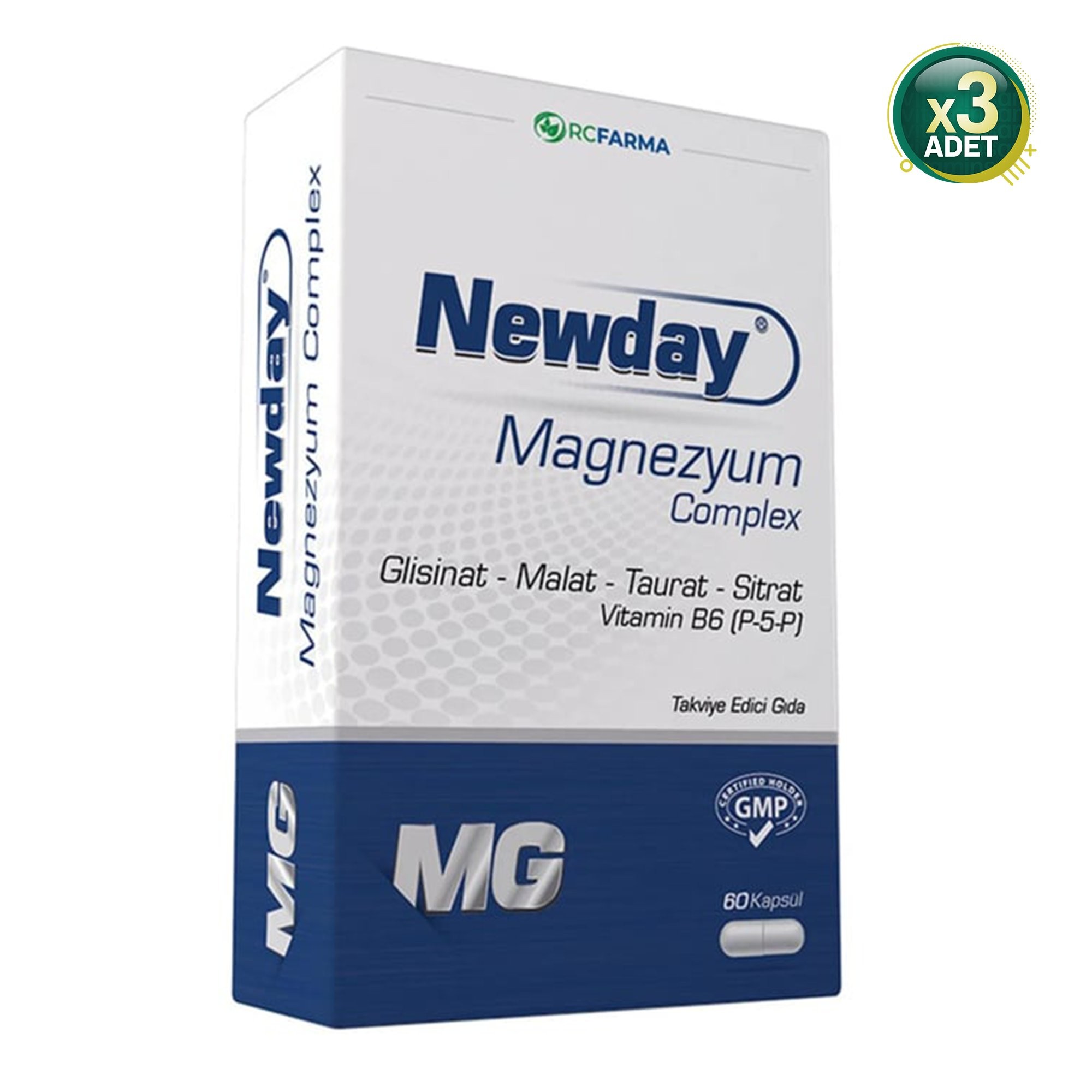 Newday Magnezyum Complex Vitamin B6, 60 Kapsül 3 Adet