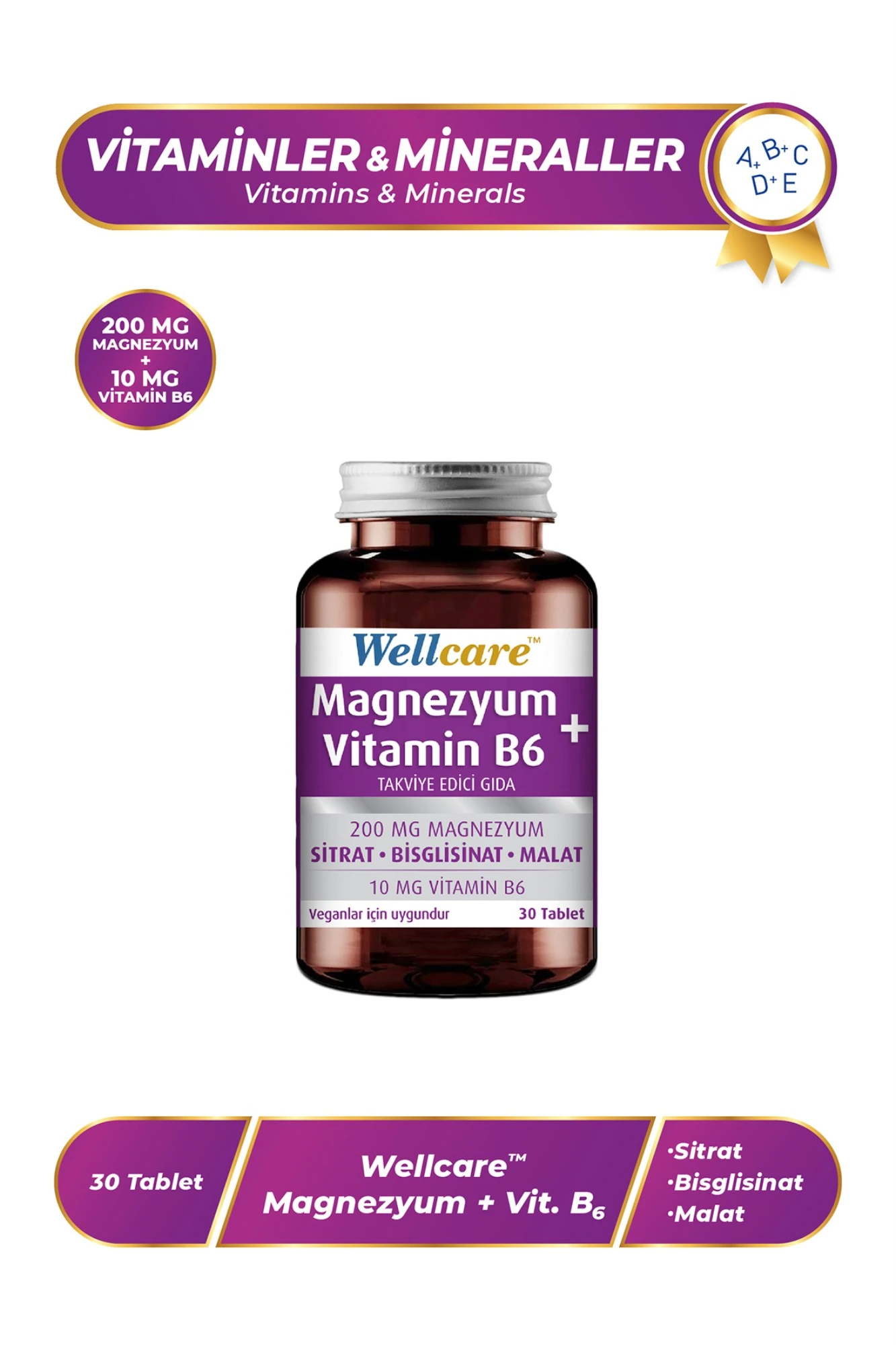 Wellcare Magnezyum + Vitamin B6 30 Tablet